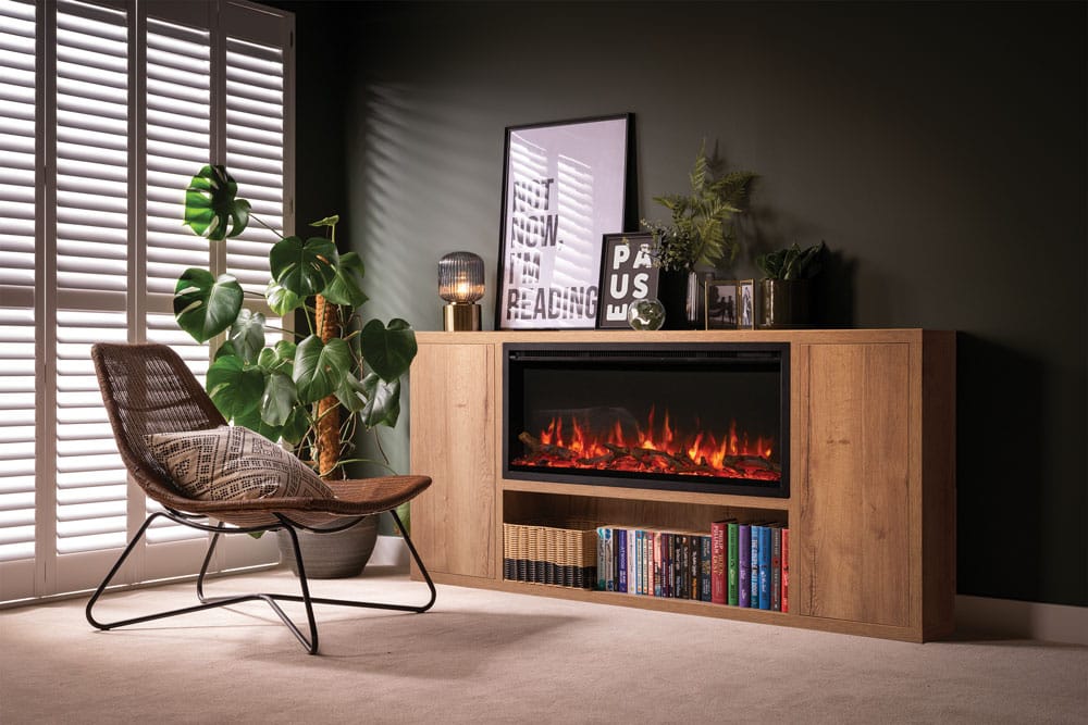 FireFX Atmos 105R electric fire. Shown with Venezia Suite